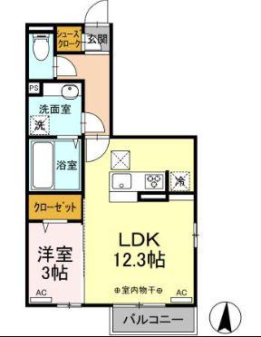 ベルネーレ(1LDK/1階)の間取り写真