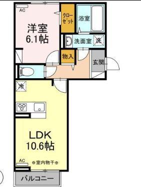 ピアニー(1LDK/2階)の間取り写真