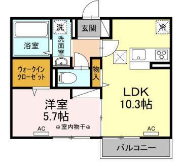 ピアニー(1LDK/1階)の間取り写真