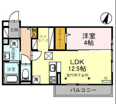 Y Sアビタシオン江木(1LDK/1階)の間取り写真