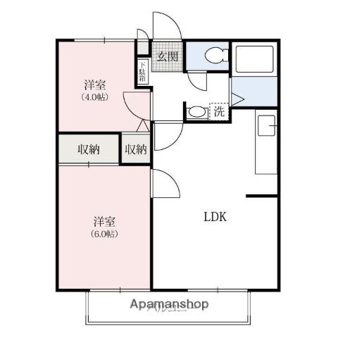 ヴィラ・フローレンスⅡ(2LDK/2階)の間取り写真