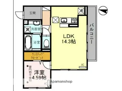 D-ROOM和田町(1LDK/1階)の間取り写真