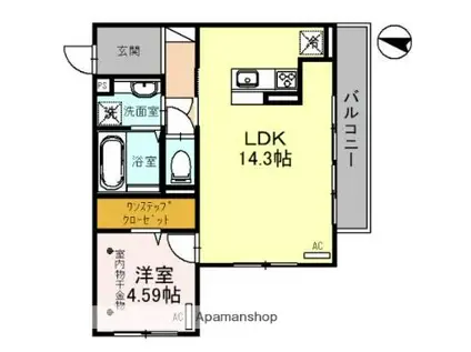 D-ROOM和田町(1LDK/2階)の間取り写真