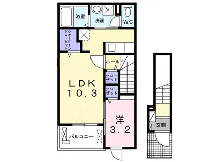 ステーション ハウジング(1LDK/2階)の間取り写真