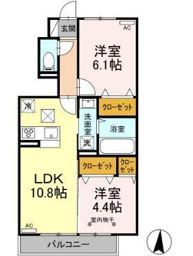 ベルシエール(2LDK/1階)の間取り写真