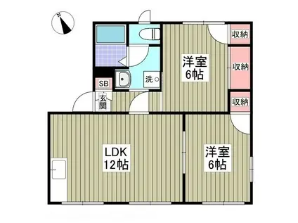 タウニィ笠原B(2LDK/1階)の間取り写真