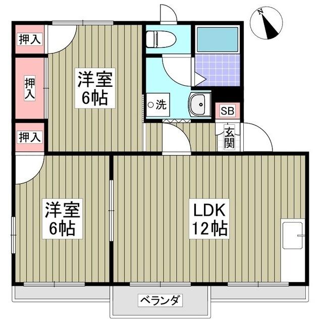 タウニィ笠原B(2LDK/2階)の間取り写真