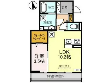 ラルジュ飯塚(1LDK/3階)の間取り写真
