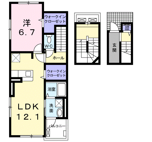 クラール 島野 B(1LDK/3階)の間取り写真