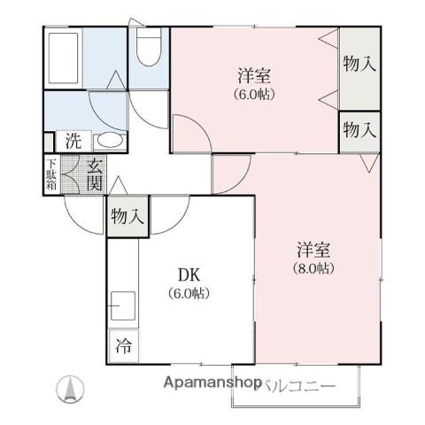 エスポワールK・A(2DK/1階)の間取り写真