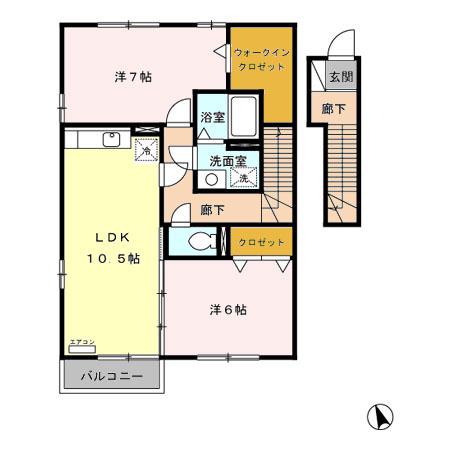 エミネンスAB(2LDK/2階)の間取り写真
