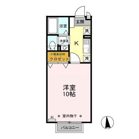 リビングタウン上並榎A・B(1K/2階)の間取り写真