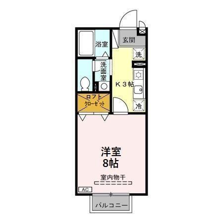 セレーノA/B/C/D(1K/2階)の間取り写真