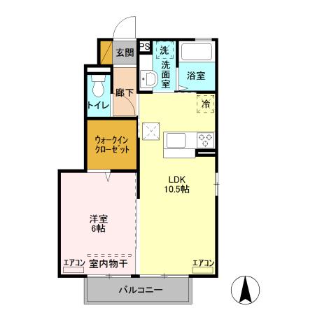 グリーングラス(1LDK/1階)の間取り写真