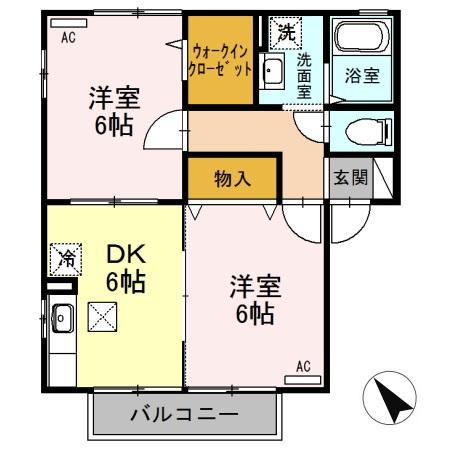 リヴィエールTOKI A・B(2DK/1階)の間取り写真