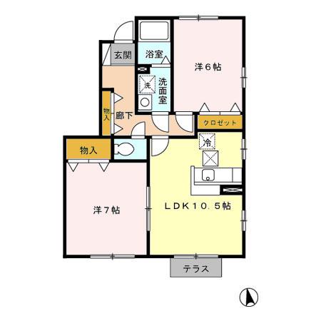 グリーンハウス A/B/C(2LDK/1階)の間取り写真