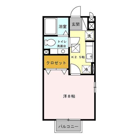 フィーノA・B棟(1K/1階)の間取り写真