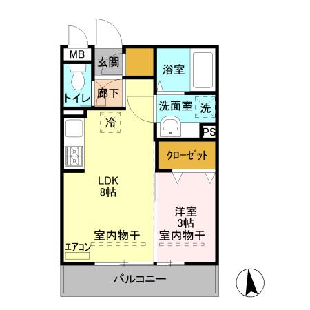 サン アルトⅠ(1LDK/3階)の間取り写真