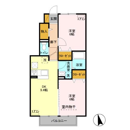 サンモール A(2DK/1階)の間取り写真