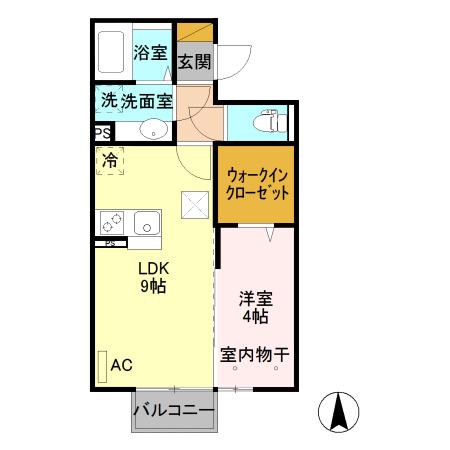 ポラリス(1LDK/1階)の間取り写真