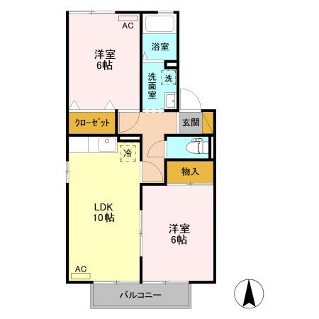 パストラルB(2LDK/1階)の間取り写真