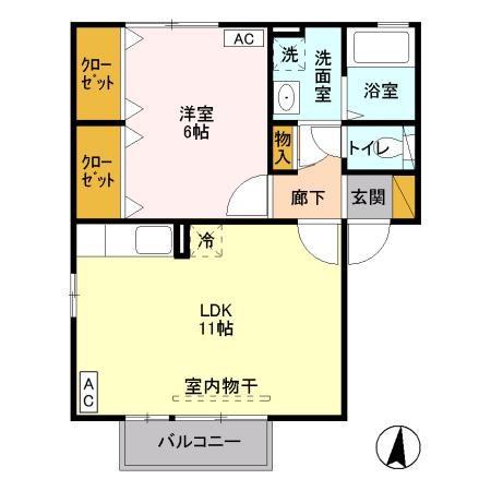 ヴィラオーネストA(1LDK/2階)の間取り写真