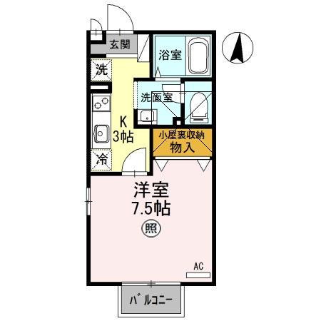 メゾン・フレッサ(1K/2階)の間取り写真