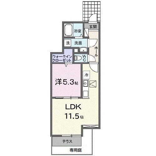 グランステラ(1LDK/1階)の間取り写真