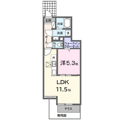 グランステラ(1LDK/1階)の間取り写真