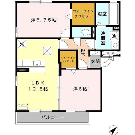 ガーデンリーブスB(2LDK/1階)の間取り写真