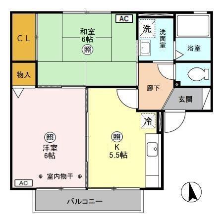 セレッソくらがのB(2K/2階)の間取り写真