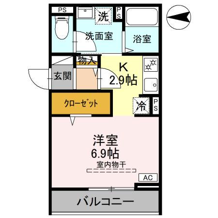 AKコンフォルト高崎栄町(1K/3階)の間取り写真