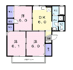 サンワハイツA(3DK/1階)の間取り写真