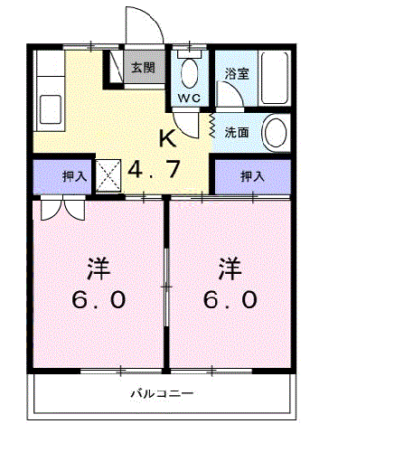 アネックスⅠ(2K/1階)の間取り写真
