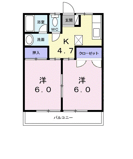 アネックスⅠ(2K/1階)の間取り写真