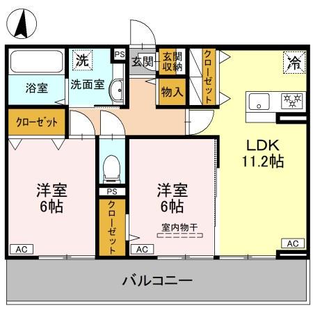 BREZZA(2LDK/3階)の間取り写真