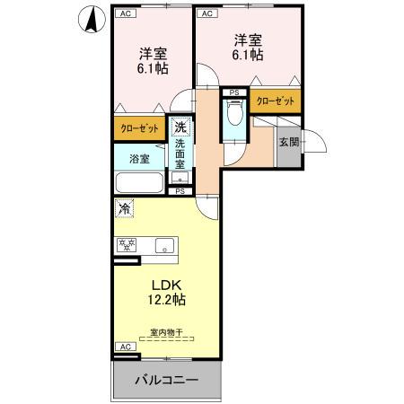 BREZZA(2LDK/3階)の間取り写真