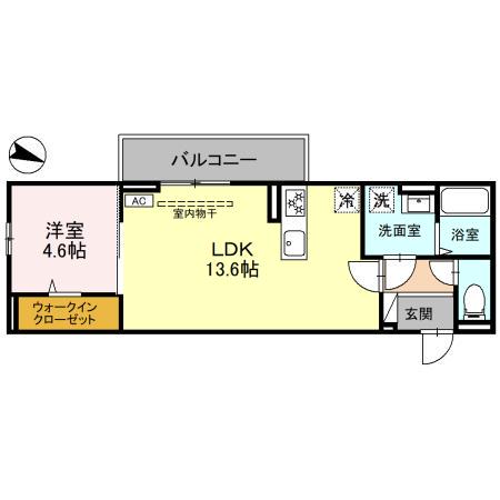 D-ROOM台新田町(1LDK/3階)の間取り写真