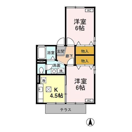 アベニールII(2K/2階)の間取り写真