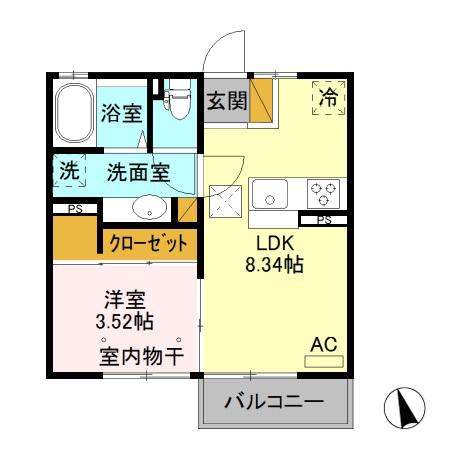 エタルナ倉賀野II(1LDK/1階)の間取り写真