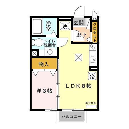 グローバル(1LDK/1階)の間取り写真