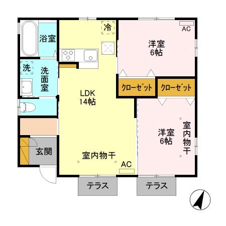 高崎線 高崎駅(ＪＲ) バス乗車時間：30分 群馬の森バス停で下車 徒歩7分 1階建 築8年(2LDK)の間取り写真