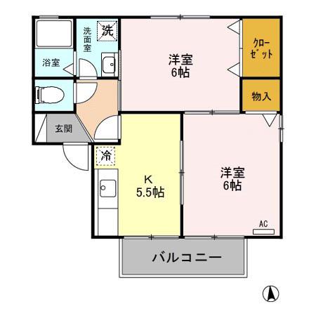 フローレンス A/B(2K/2階)の間取り写真
