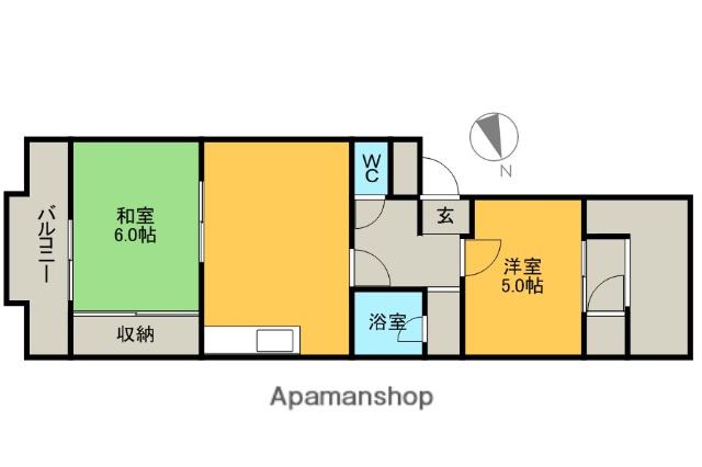パールマンション壱番館(2DK/1階)の間取り写真
