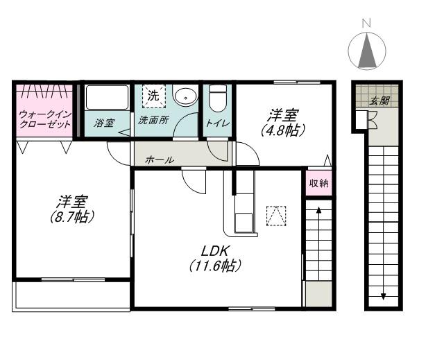 フォレストⅢ(2LDK/2階)の間取り写真