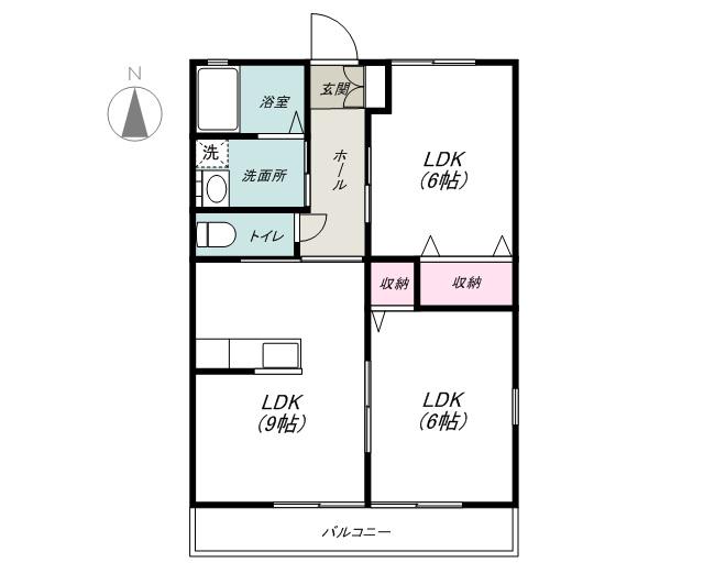 カーサ・ミラ(2LDK/2階)の間取り写真