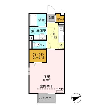 グレーシア(1K/1階)の間取り写真