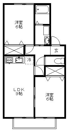 COSMOSⅡ(2DK/1階)の間取り写真