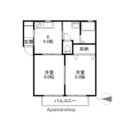 グランドールAB(2K/2階)の間取り写真