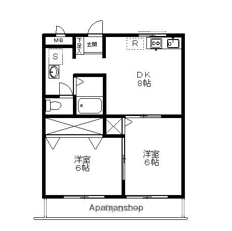 メロータウン(2DK/1階)の間取り写真